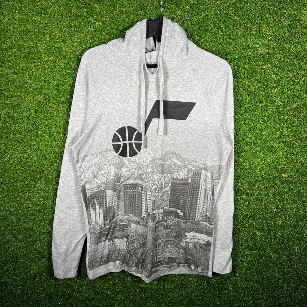 Stadium Essentials Utah‎ Jazz NBA Hoodie Mens Small Gray SLC Skyline Graphic